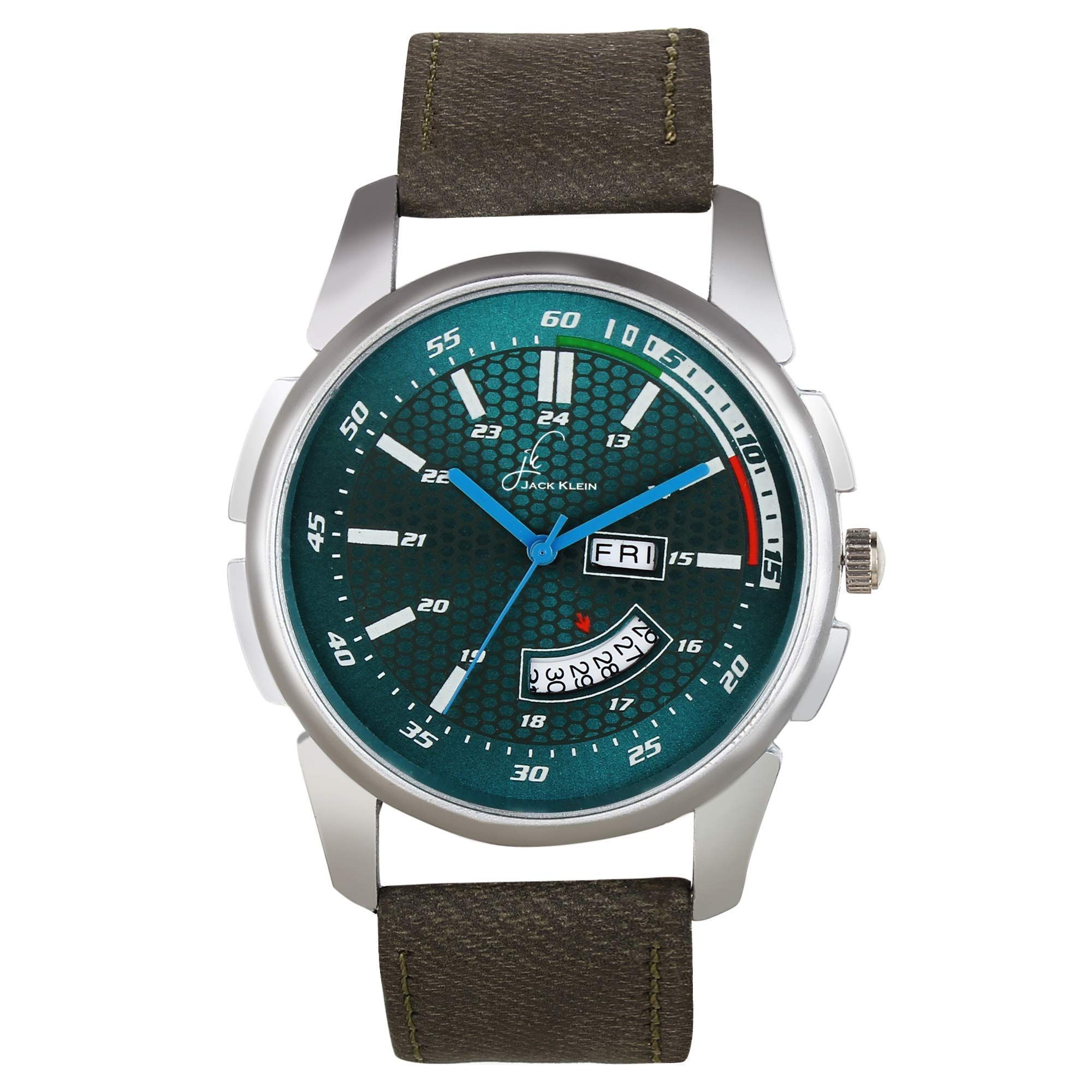 Green Dial Denim Finish Day and Date Working Multi Function Watch