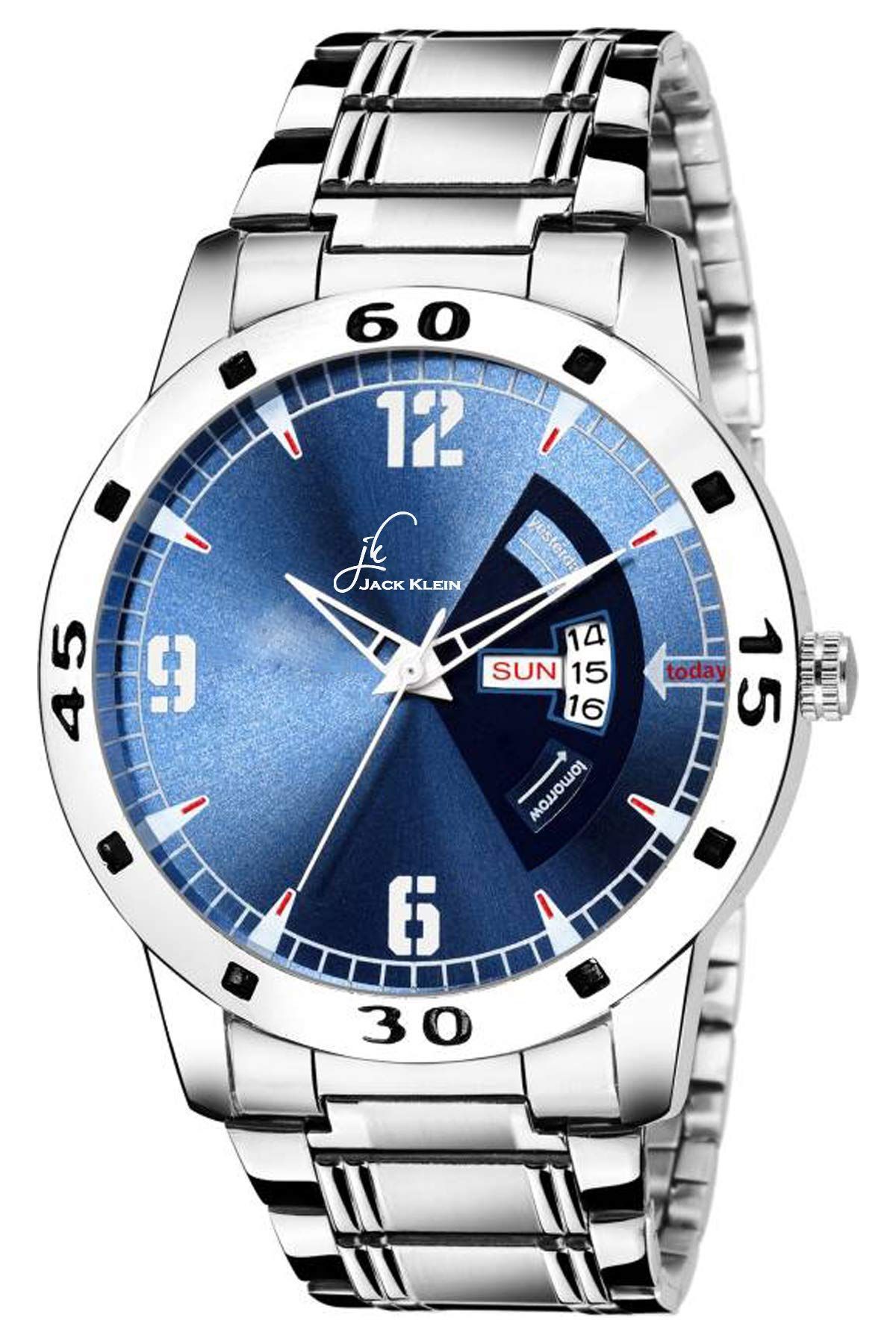 Elegant Blue Dial Day and Date Functioning Analog Watch - for Men