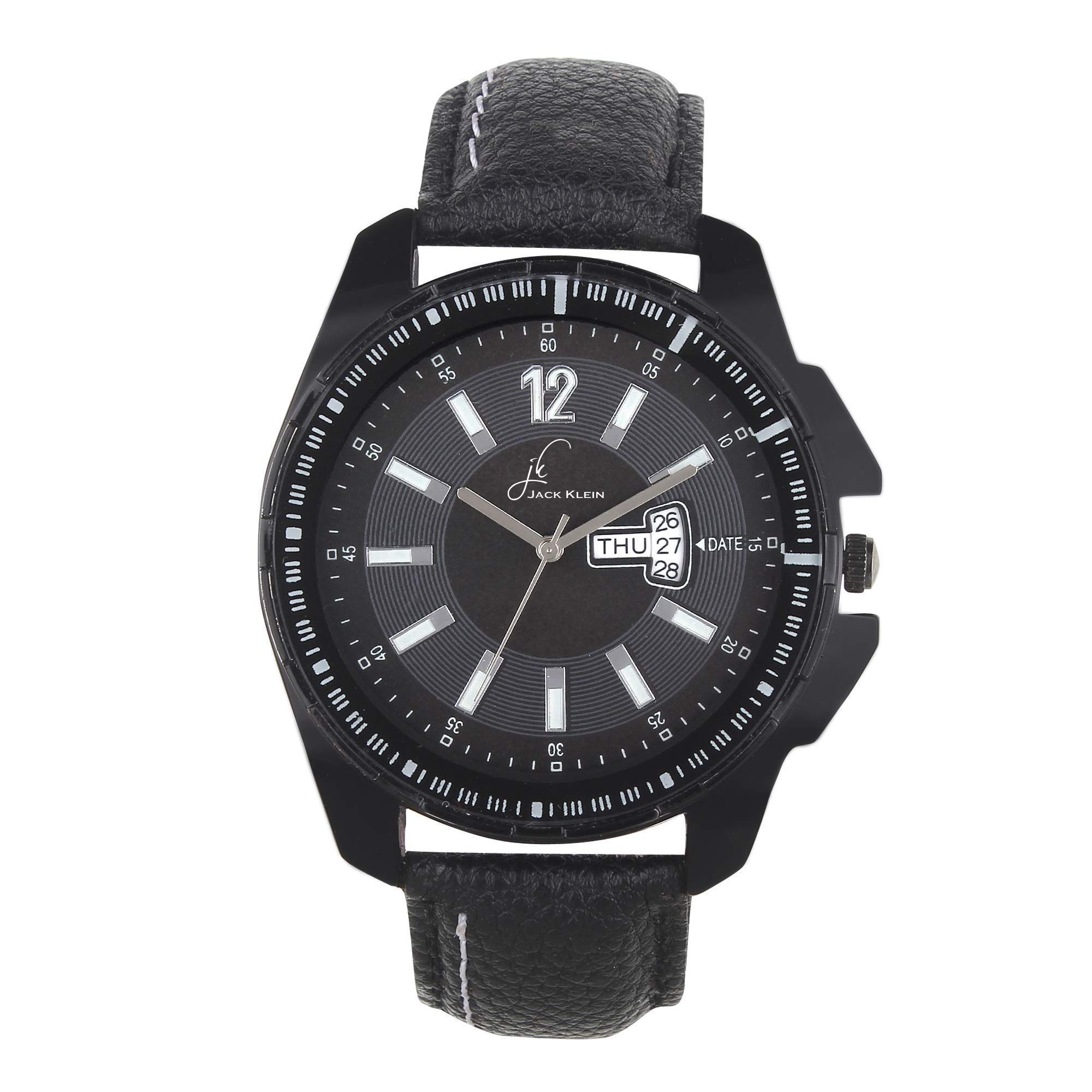 Trendy Black Dial Day and Date Working Multi Function Wrist Watch