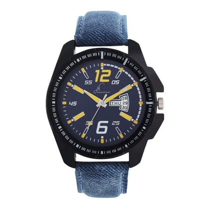 Stylish Blue Dial Strap Day and Date Working Analogue Wrist Watch