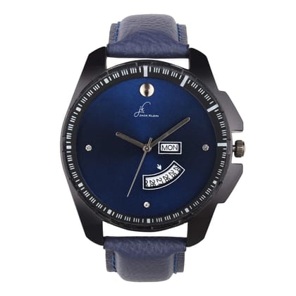 Elegant Blue Dial & Black Strap with Day and Date Working Multi Function Watch