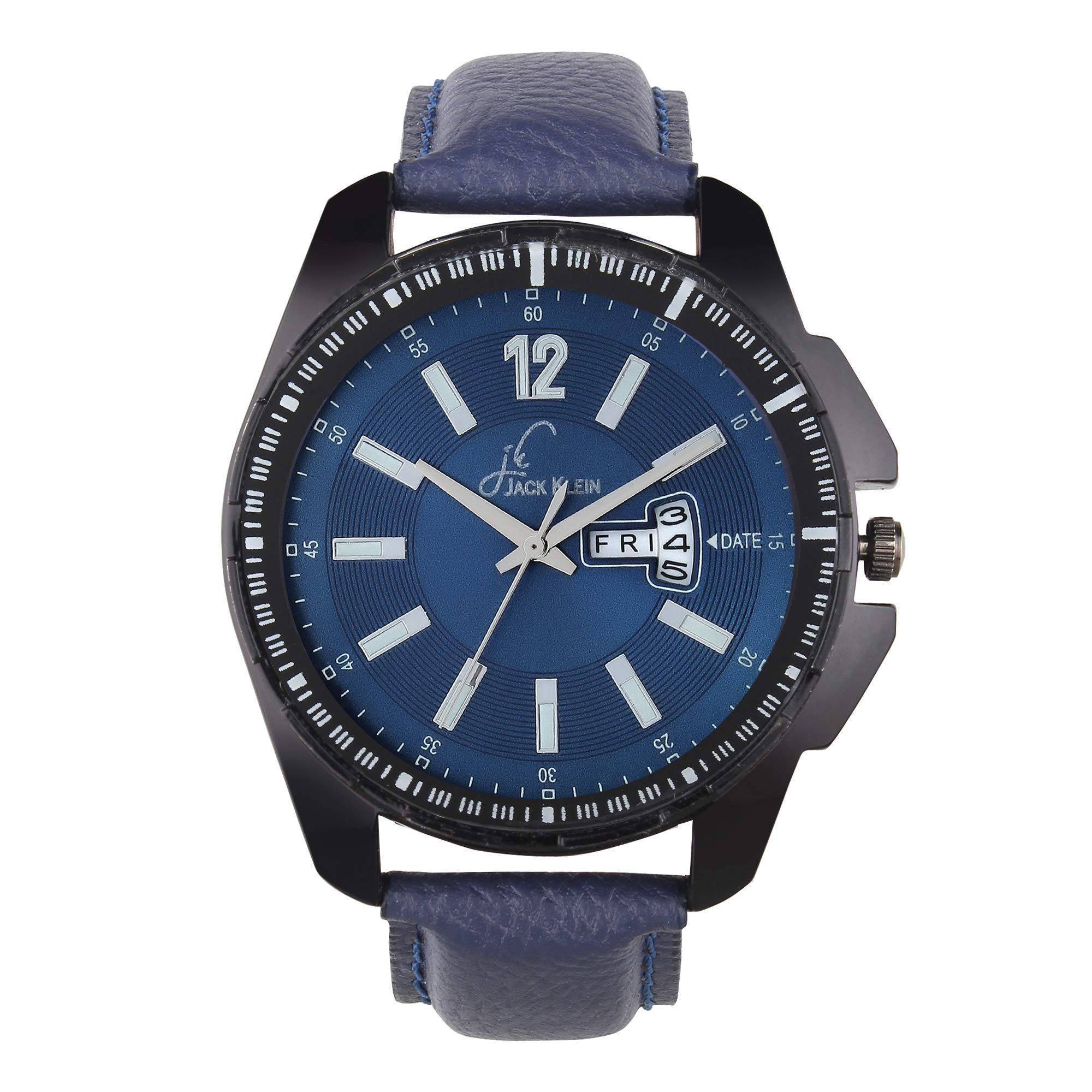 Stylish Blue Dial & Black Strap with Day and Date Working Multi Function Watch