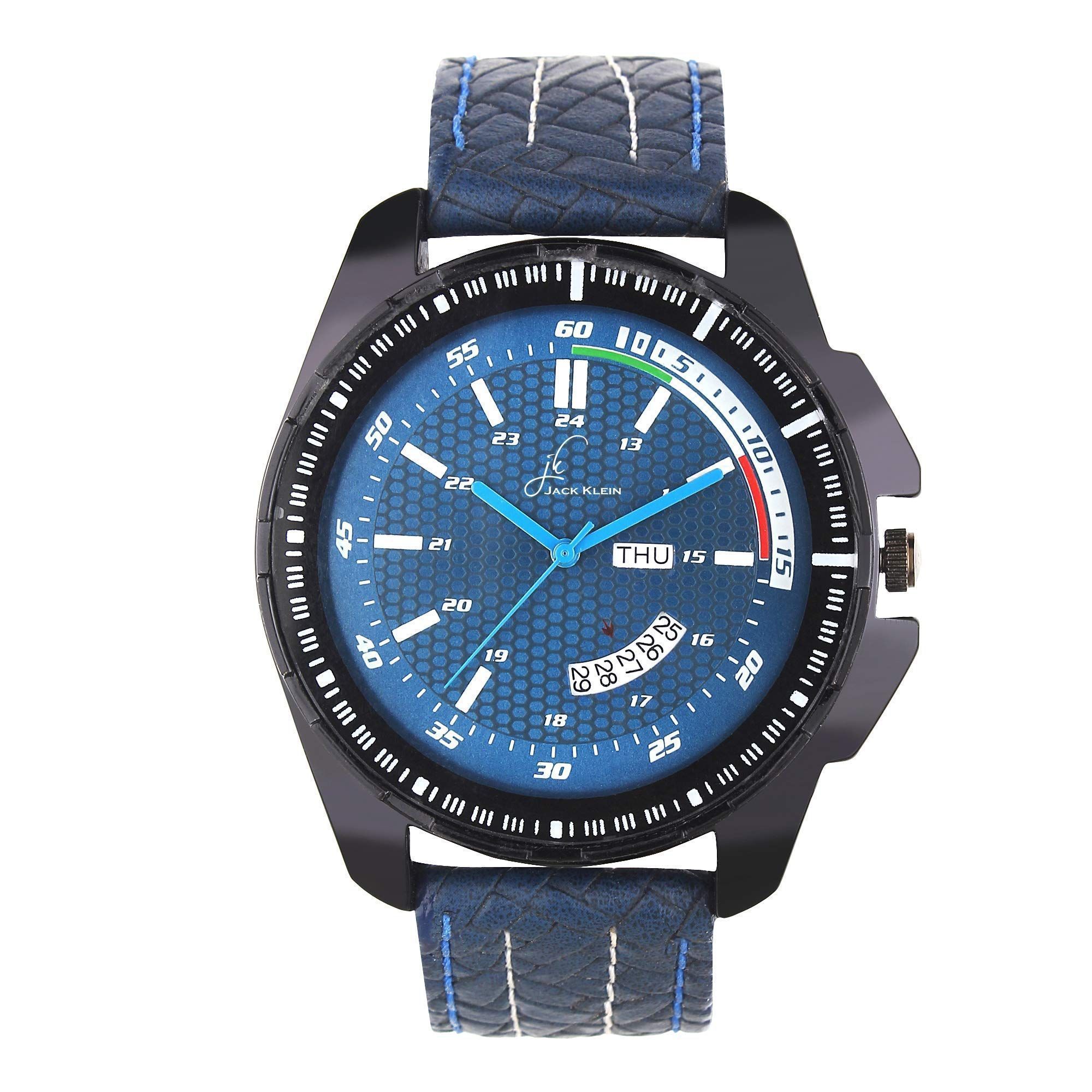 Fancy Blue Dial Day and Date Working Multi Function Wrist Watch