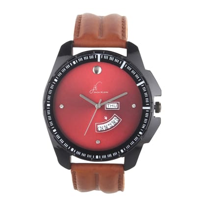 Fancy Red Dial Day and Date Working Multi Function Wrist Watch