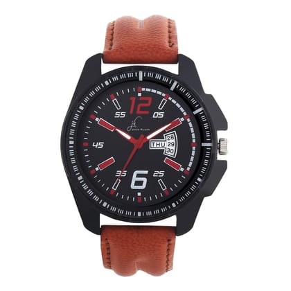 Elegant Multi Dial Red Strap Day and Date Working Wrist Watch