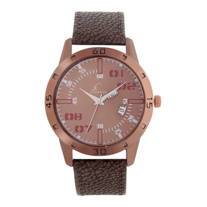 Trendy Brown Day and Date Working Analog Wrist Watch