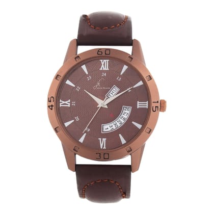 Trendy Brown Day and Date Working Analog Wrist Watch for Men