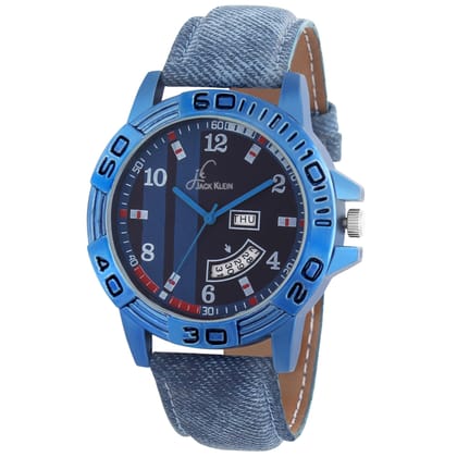 Elegant Blue Strap Day and Date Working Wrist Watch