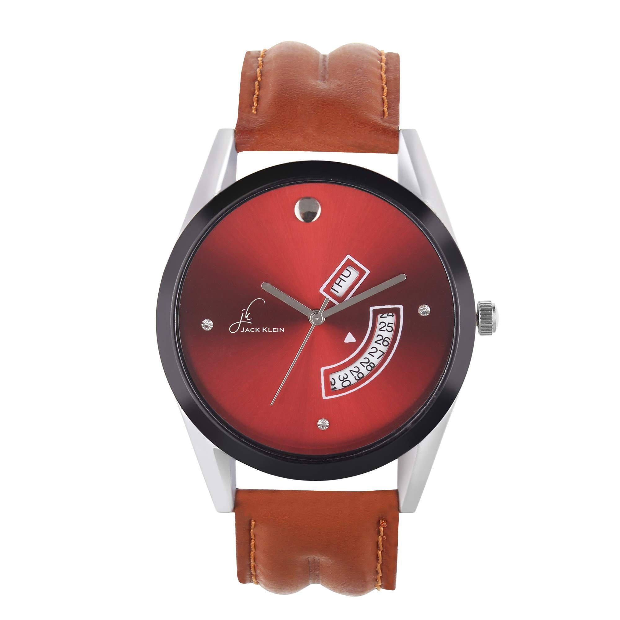 Red Dial Day and Date Working Multi Functional Wrist Watch