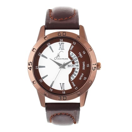 Sporty Brown Elegant Multi Function Day and Date Working Wrist Watch