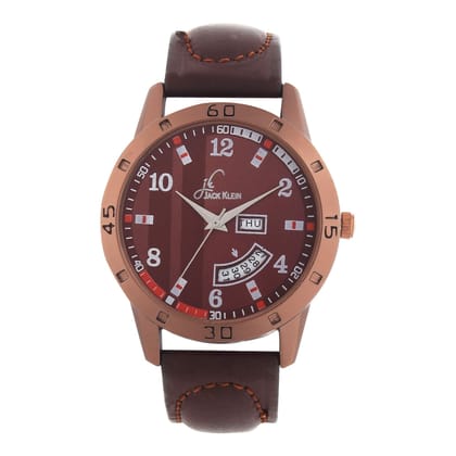 Trendy & Stylish Brown Day and Date Working Analog Wrist Watch