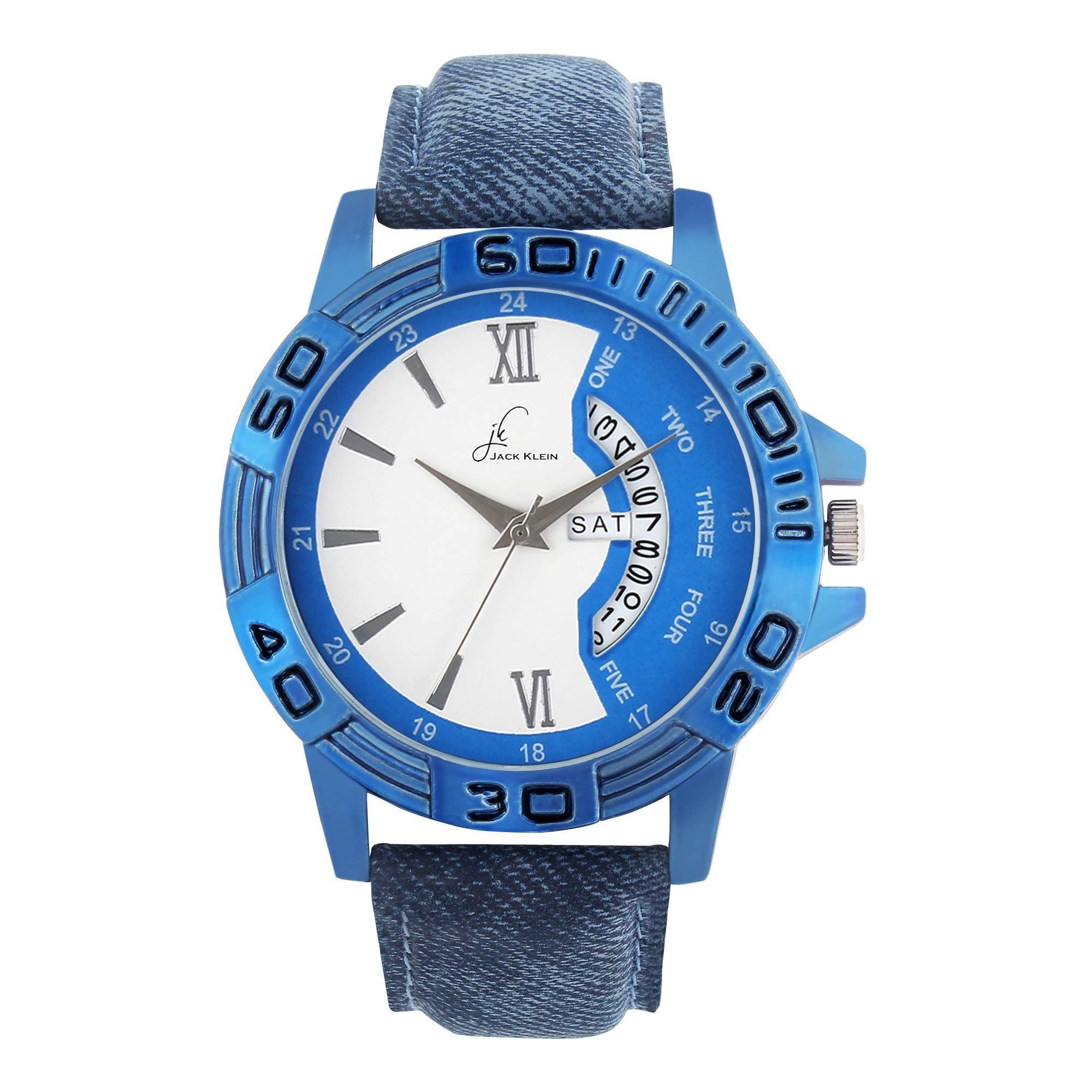 Blue Sporty Multi Function Day and Date Working Wrist Watch