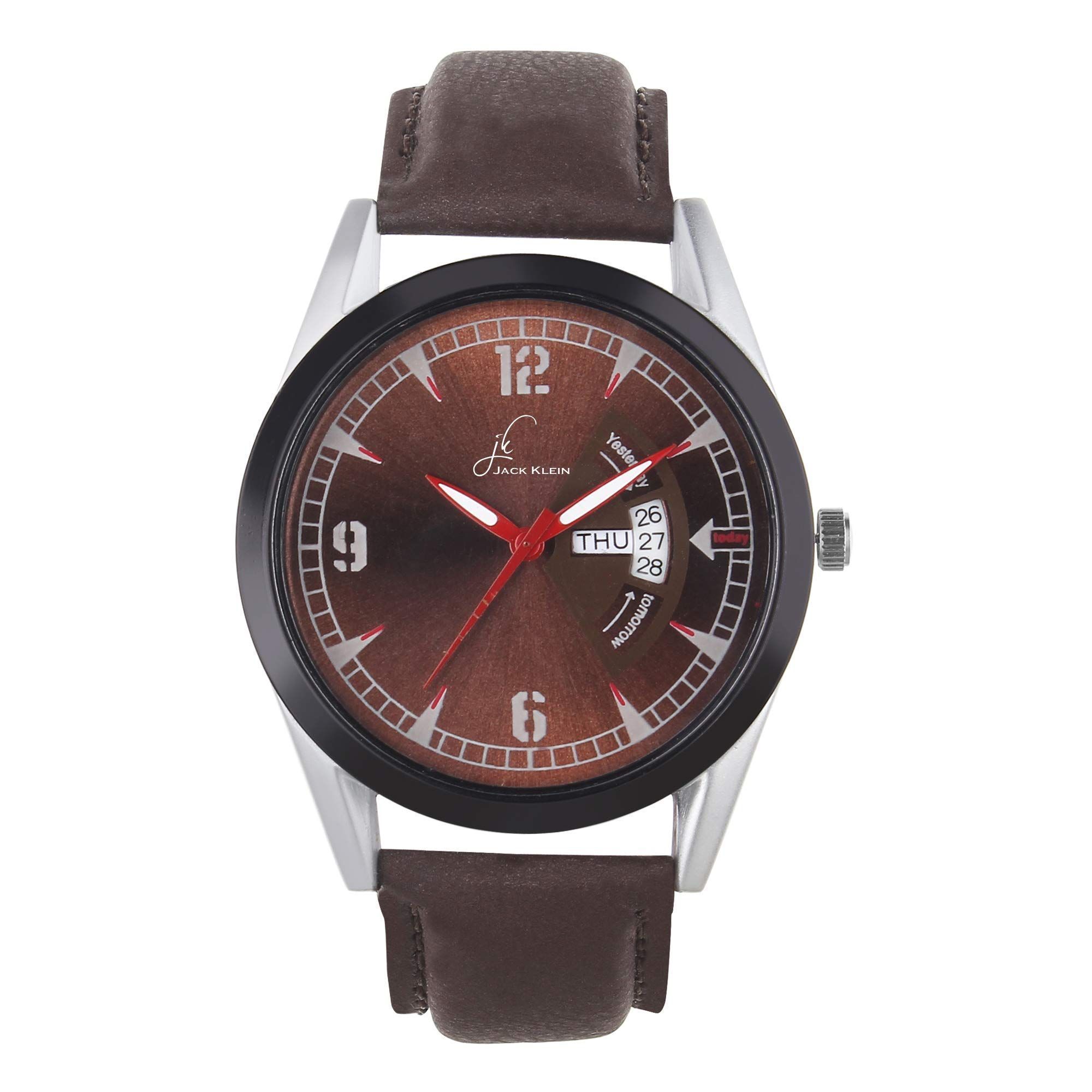 Elegant Brown Dial Day and Date Working Multi Function Wrist Watch