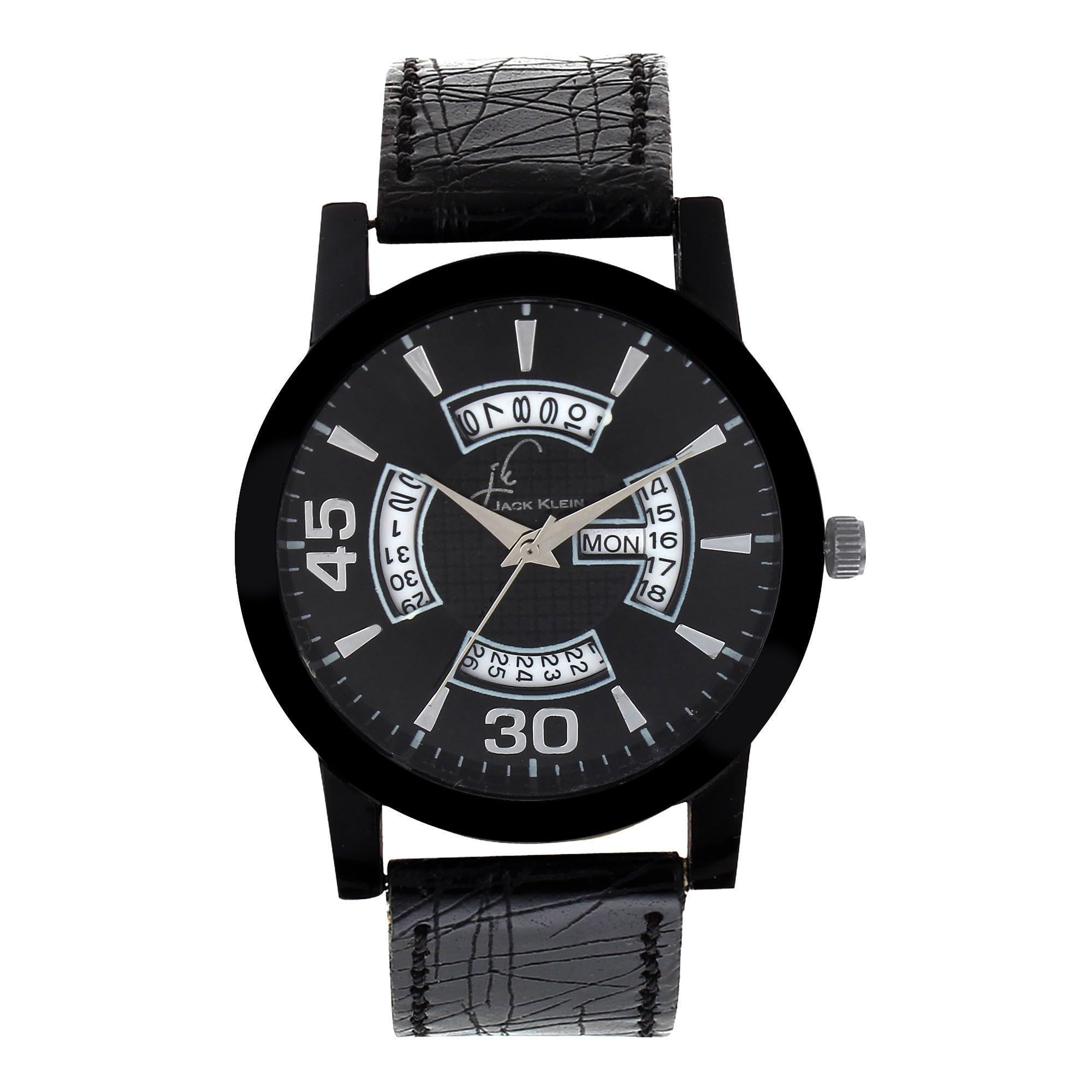 Trendy Black Multi Function Day and Date Working Wrist Watch