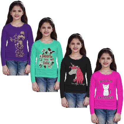 Crazyon girls cotton tshirt dress Full long sleeve combo 2 pack of 4