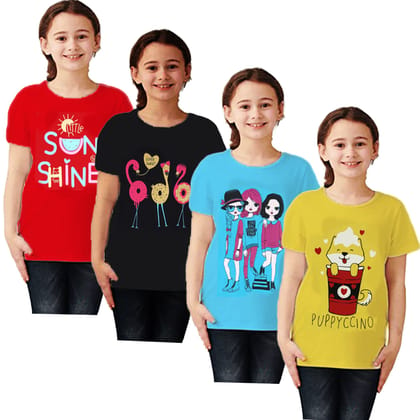 Crazyon girls cotton tshirt dress combo 3 pack of 4