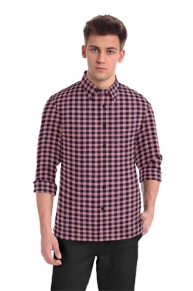 JSPARK Premium Cotton Checkered Formal Shirt for Men – Checks Regular Fit Full Sleeve Men’s Shirts, Gents Long Sleeves Check Dress Shirt, Smart Formals, Work Wear, Business Casual