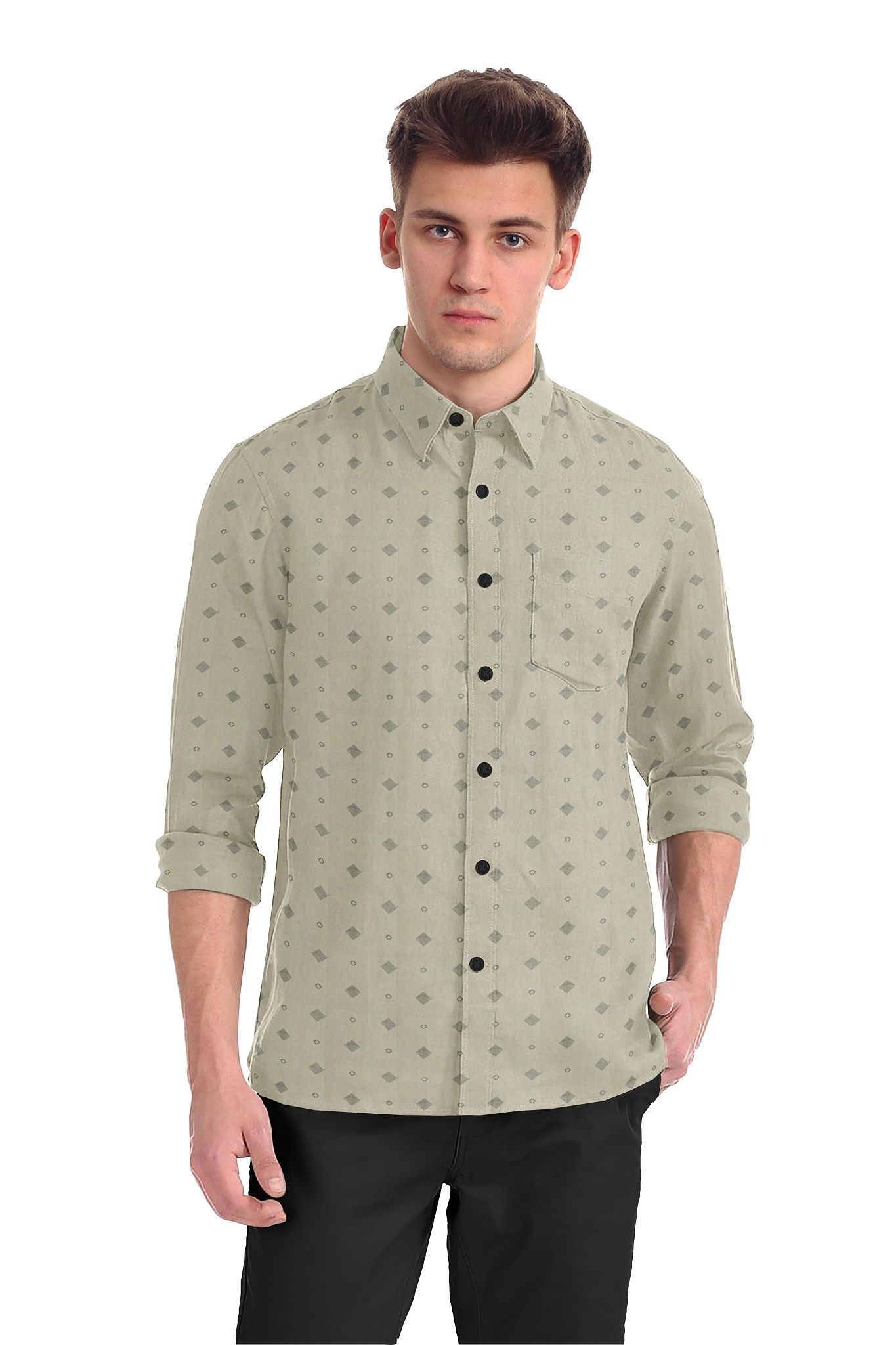 JSPARK Premium Polka Print Cotton Shirt for Men | Cotton Shirt | Printed Shirt | Polka Dot Shirt | Full Sleeves