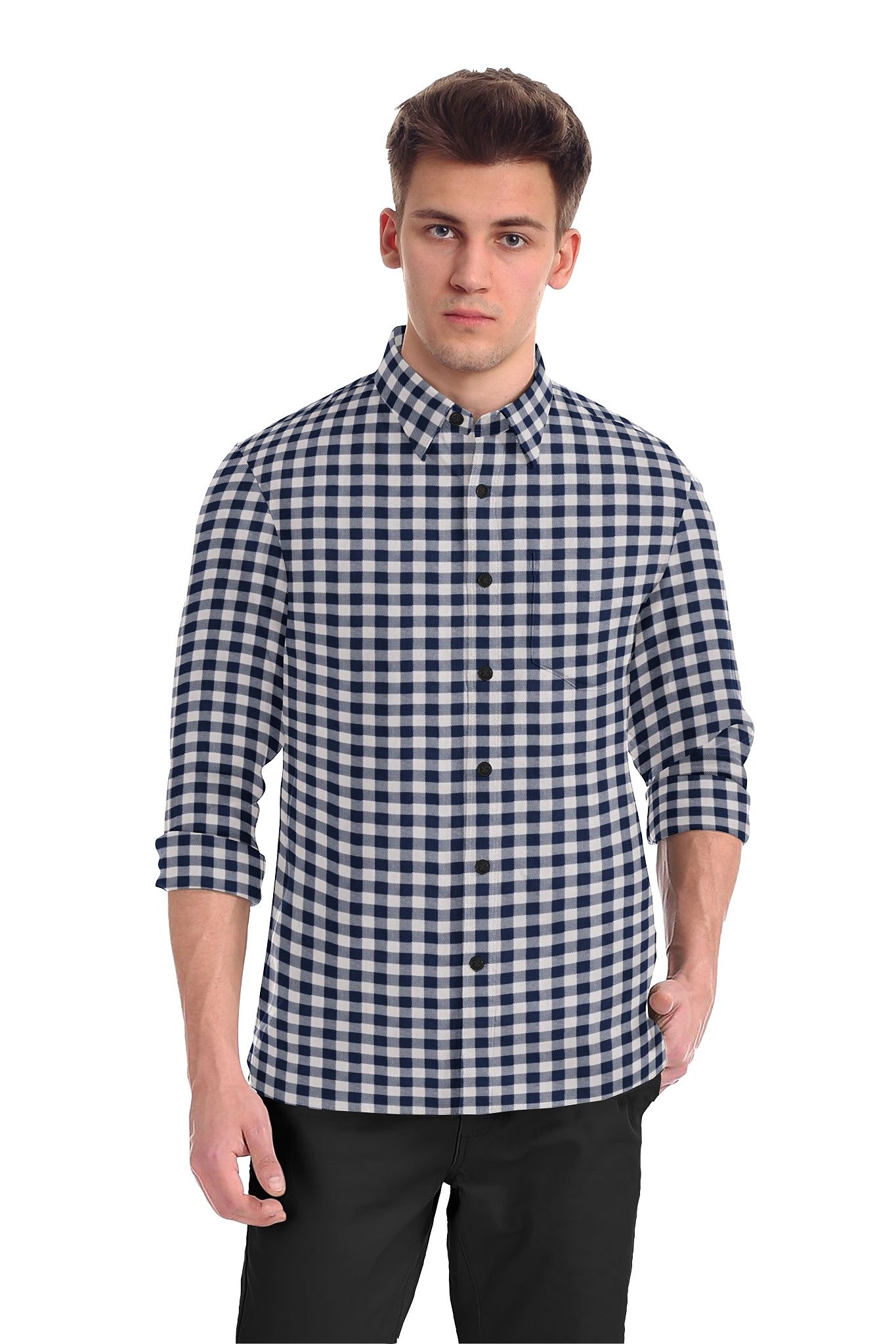 JSPARK Premium Cotton Checkered Formal Shirt for Men – Checks Regular Fit Full Sleeve Men’s Shirts, Gents Long Sleeves Check Dress Shirt, Smart Formals, Work Wear, Business Casual