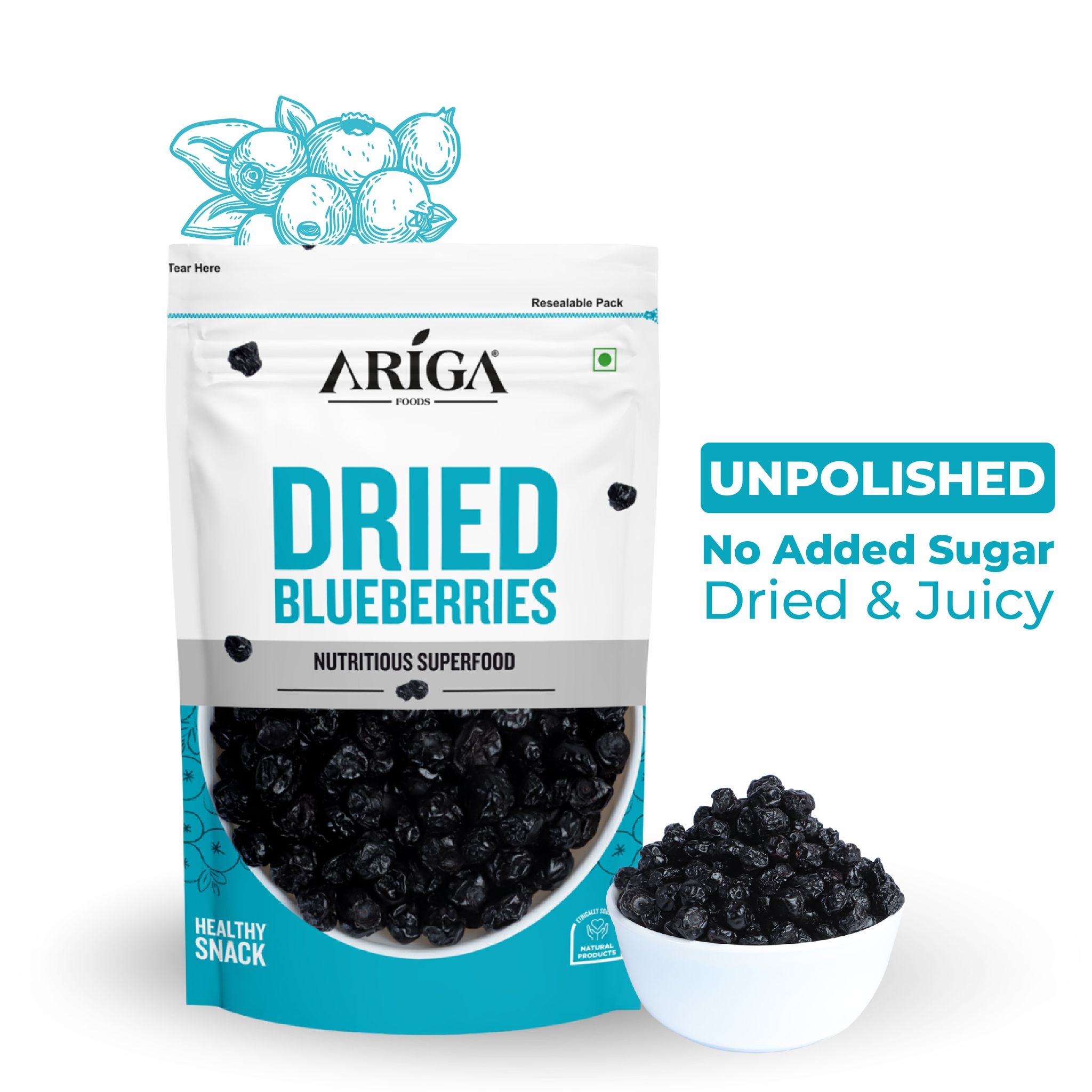 Ariga Foods 100% Natural Premium Dried Blueberry (150 g)