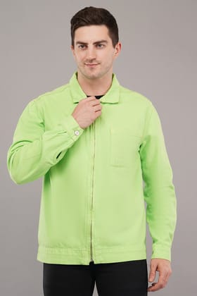 MEN NEON GREEN DENIM BIKER JACKET