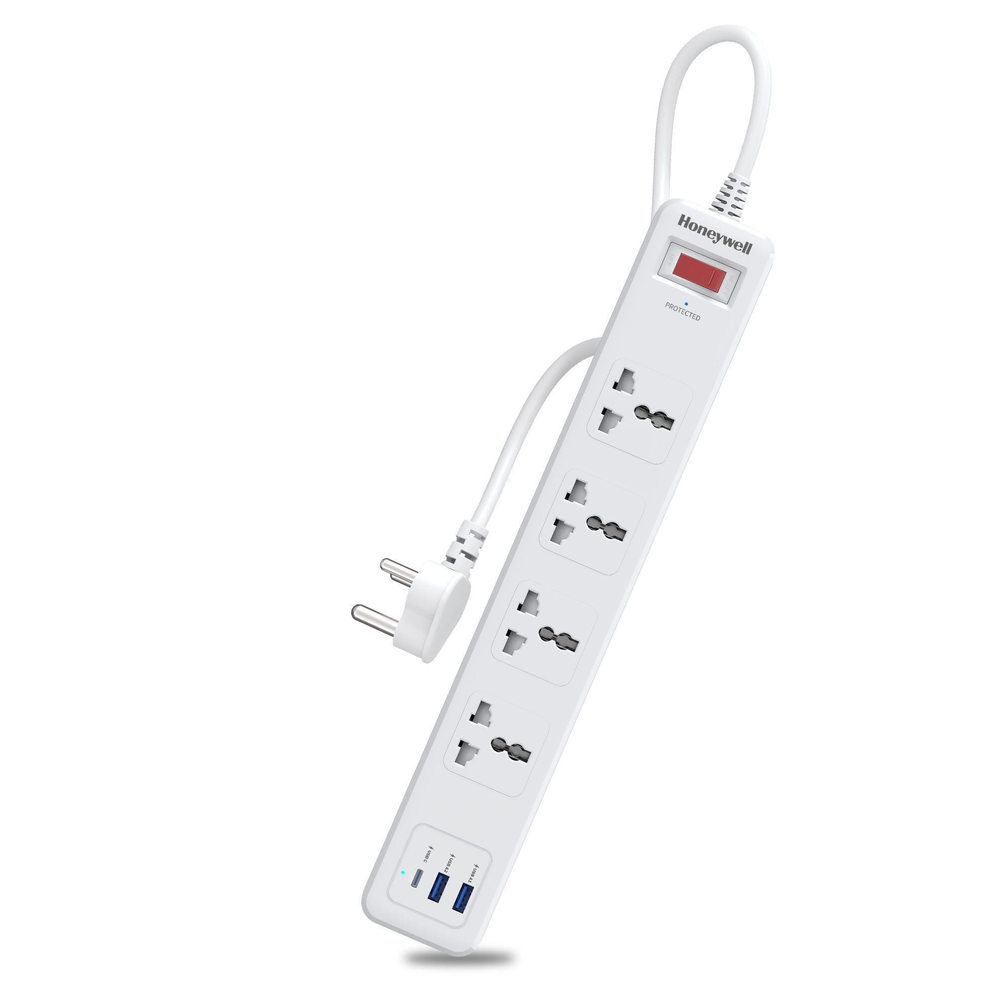 Honeywell 4 Outlet Surge Protector With 1xType C With PD & 2xUSB