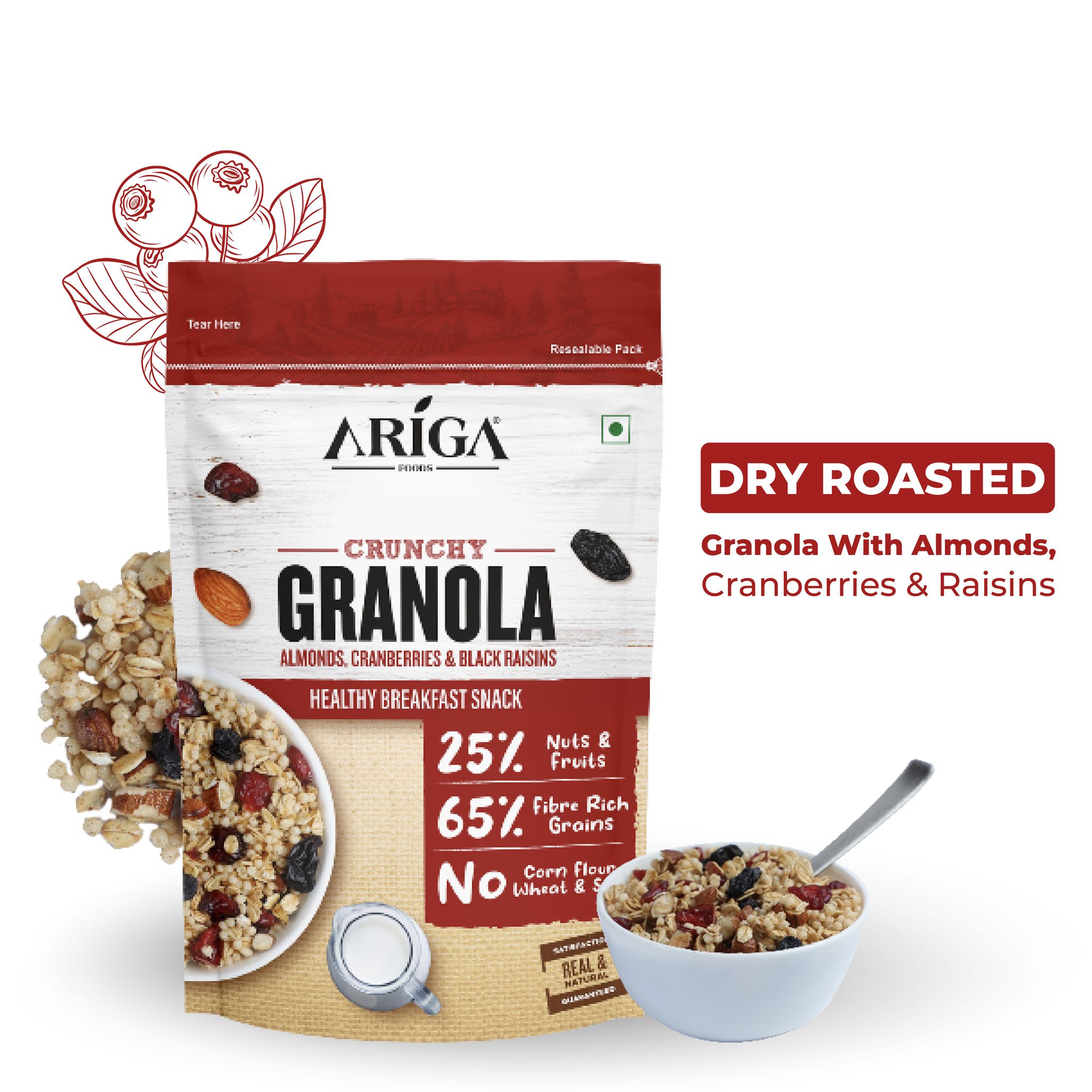 Ariga Foods Crunchy Granola Almonds And Cranberries 200g | Breakfast Cereals