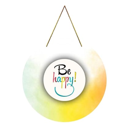 Charmor Be Happy Round Wall Hanger for Home Decor| Office| Gift| Bedroom| Living Room Wall Decoration (WH4903)