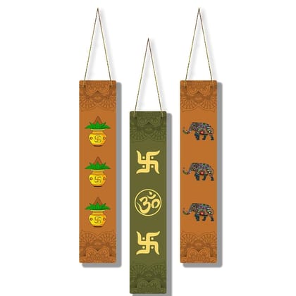 Charmor Religious Designer Wall Hanging Decoration Items for Home | Gifts | Bedroom | Wooden | Living Room | Artworks (WH4804),Set of 3