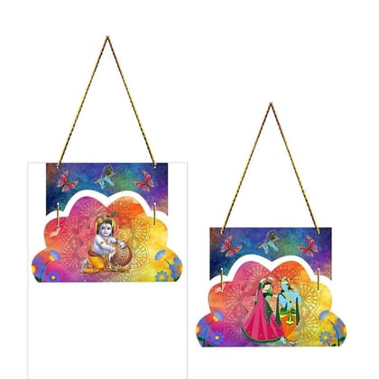 Charmor Radha Krishna Decorative Wall Hanger for Living Room | Bedroom | Office | Gift | Home Decoration | Home Decor Items (WH4212), Set of 2