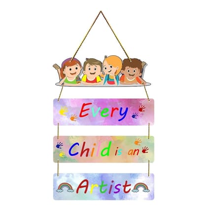 Charmor Every Children Artist Decorative Wall Hanger for Living Room | Bedroom | Gift | Home Decoration | Wooden Design Item (WH3303)