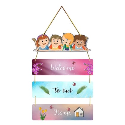 Charmor Welcome to our Home Decorative Wall Hanger for Living Room | Bedroom | Gift | Home Decoration | Wooden Design Item (WH3301)