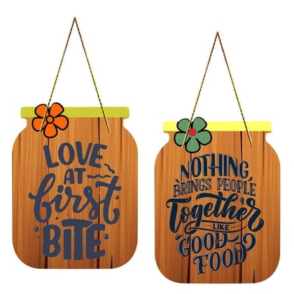 Charmor Love at First Bite Decorative Wooden Wall Hanger for Living Room | Bedroom | Office | Gift | Home Decoration (WH3221),Set of 2