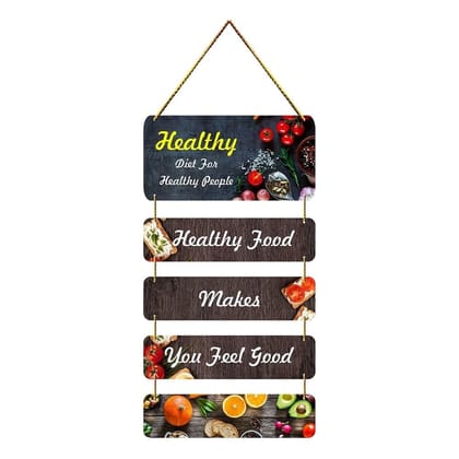 Charmor Healthy Diet/Healthy People Wooden Wall Hanger for Home | Office | Living Room | Gift | Wall Decor | Home Decor Hanging Items (WH3103)