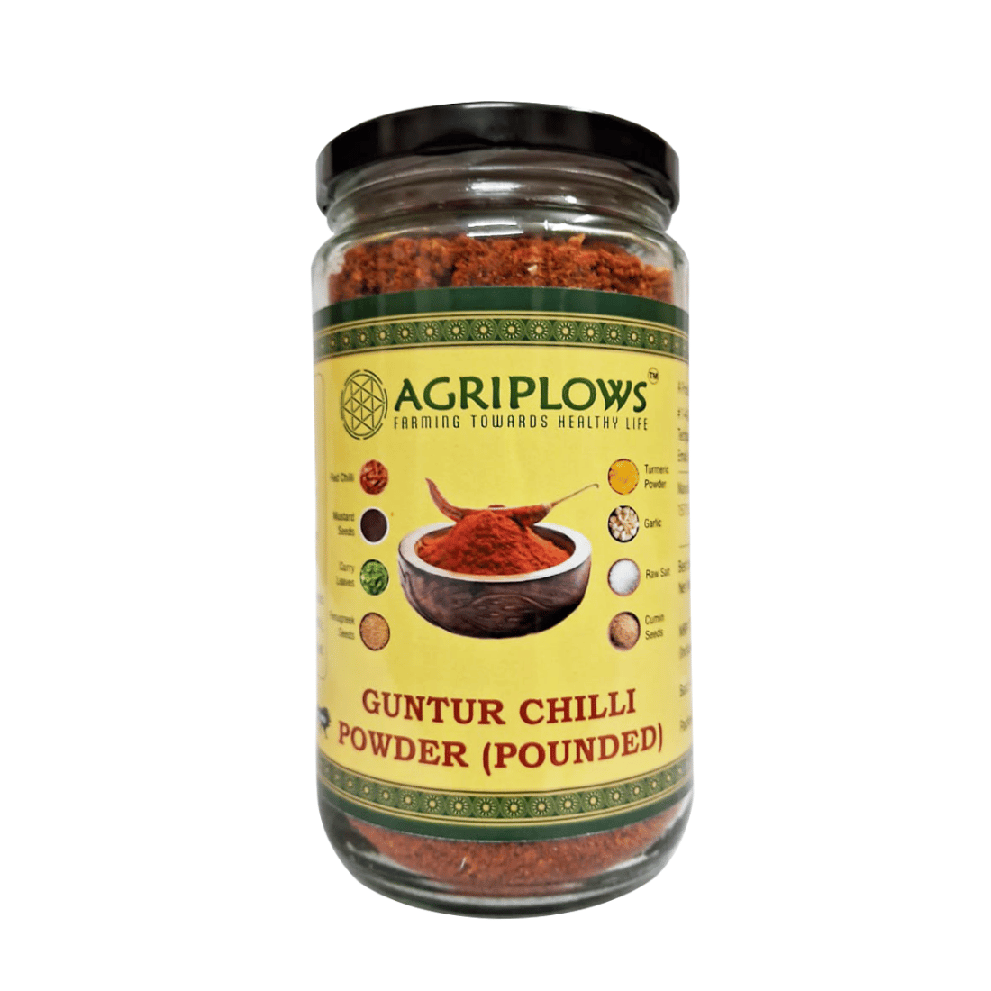 Agriplows Guntur Masala Chilli Powder (Pounded), 500 g