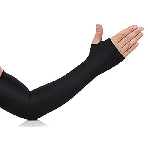 ATABZ Arm Sleeves Men & Women Sunlight Protection Protection from Dust, Pollution, Sunburn, UV Protection - Suitable for, Sports - Hand Summer Gloves (Black)