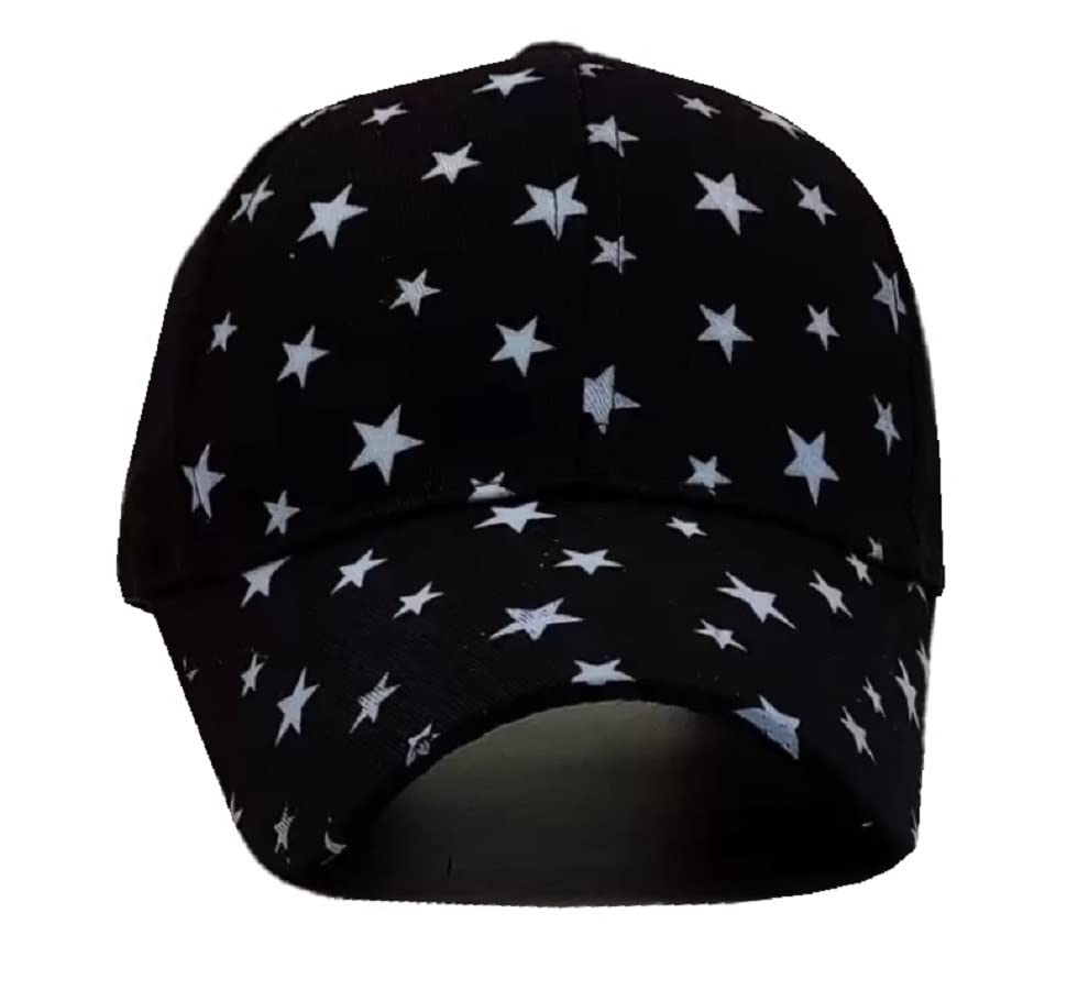 ATABZ Sports Cricket Outdoor hat Star Pattern Head caps for Boys Black