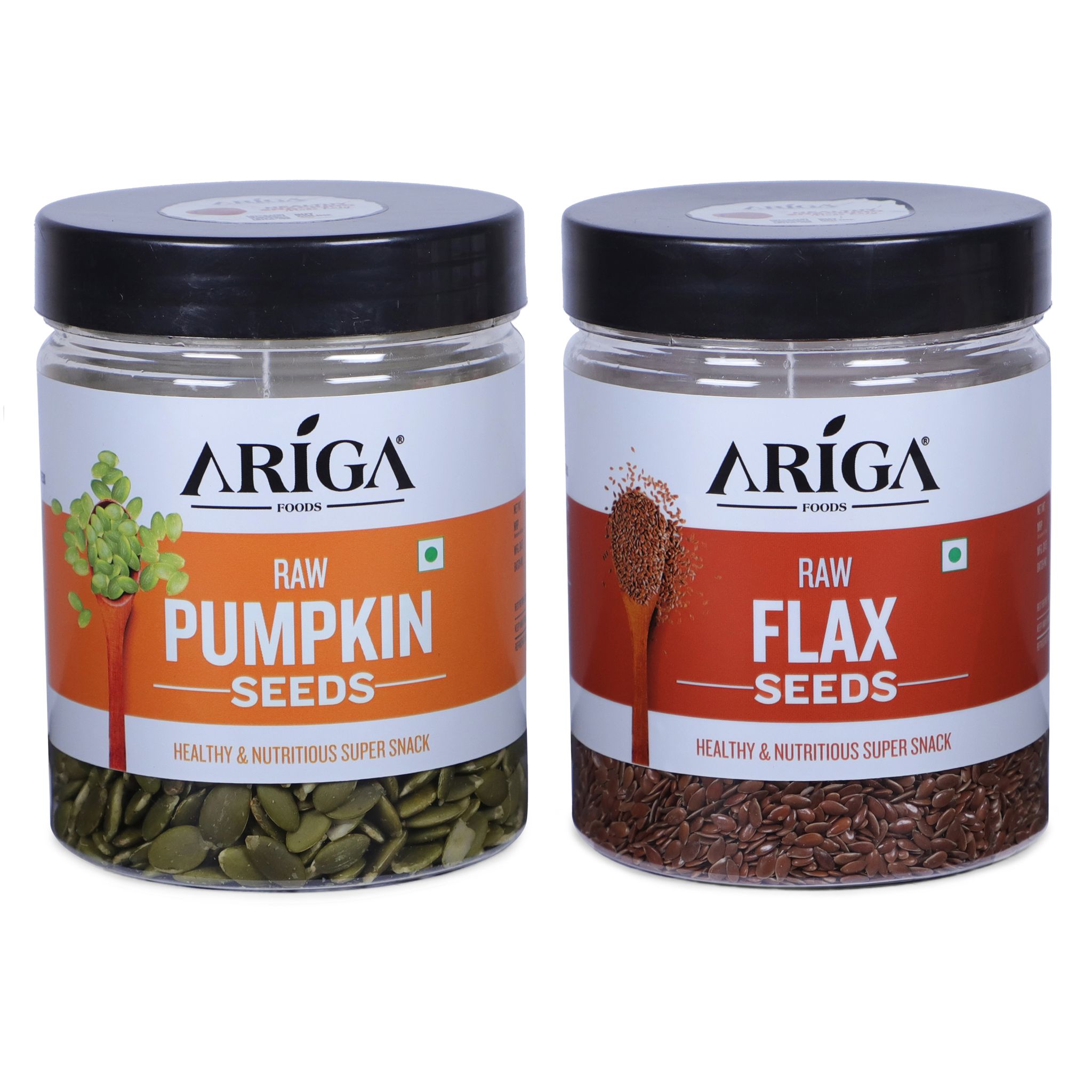 Ariga Foods Raw Pumpkin Seeds & Raw Flax Seeds | Premium Quality Raw Seeds Combo (2 x 200g)