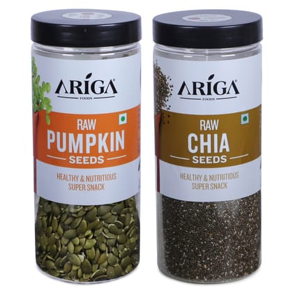 Ariga Foods Raw Pumpkin Seeds & Raw Chia Seeds | Premium Quality Mixed Seeds (2 x 500gm)