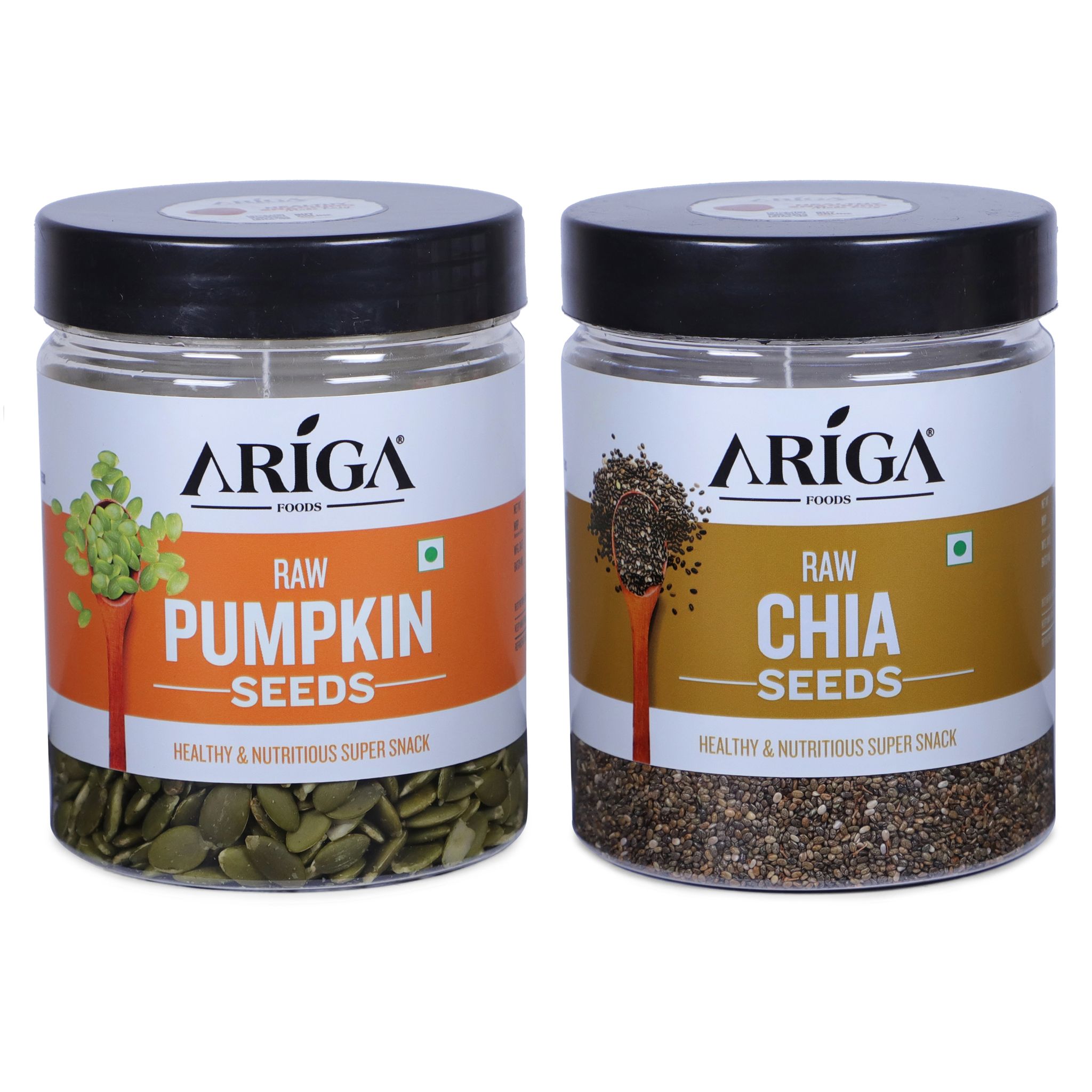 Ariga Foods Raw Pumpkin Seeds 200g & Raw Chia Seeds 250g | Premium Quality Mixed Seeds (450 g)