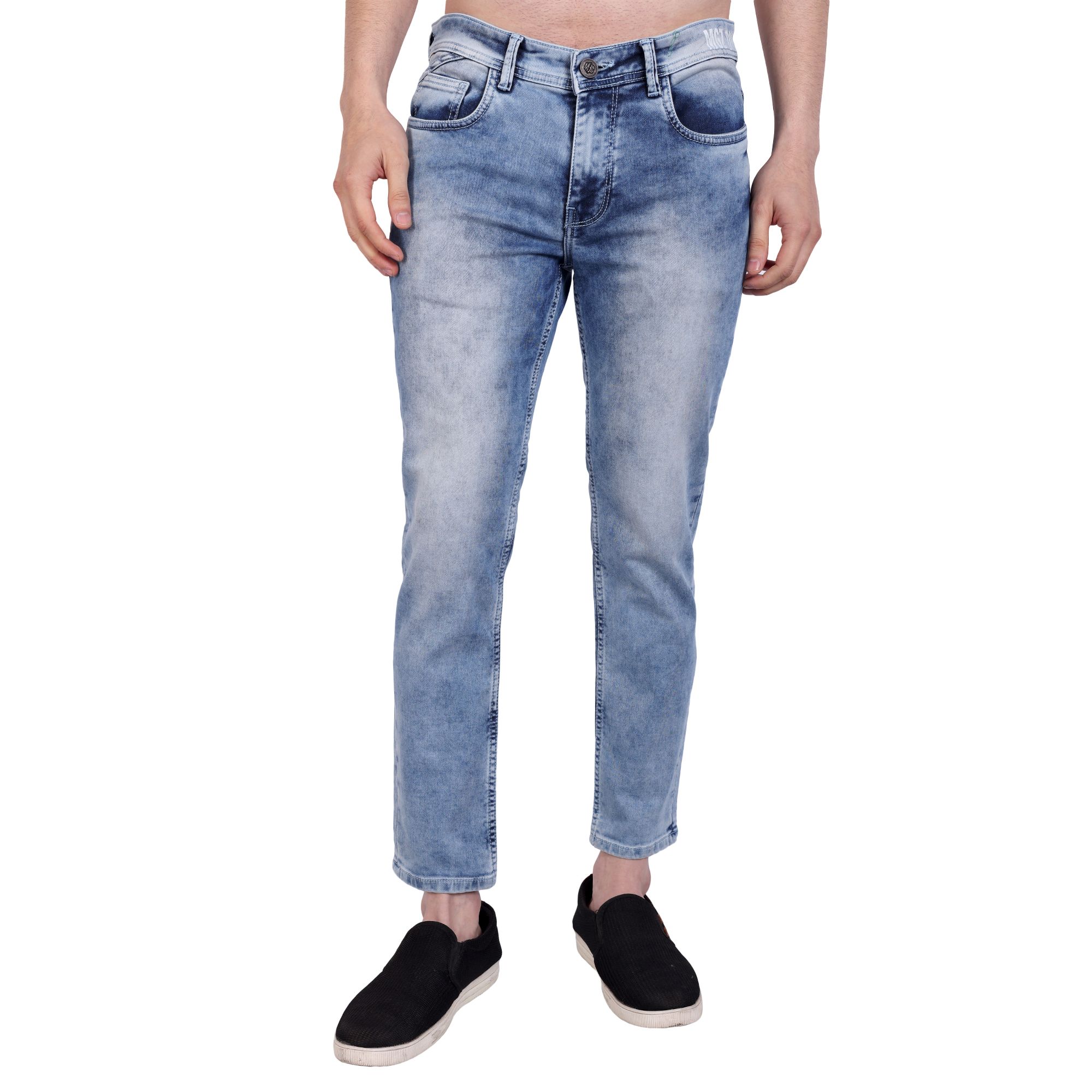 Men Vintage Blue Slim Fit Jeans