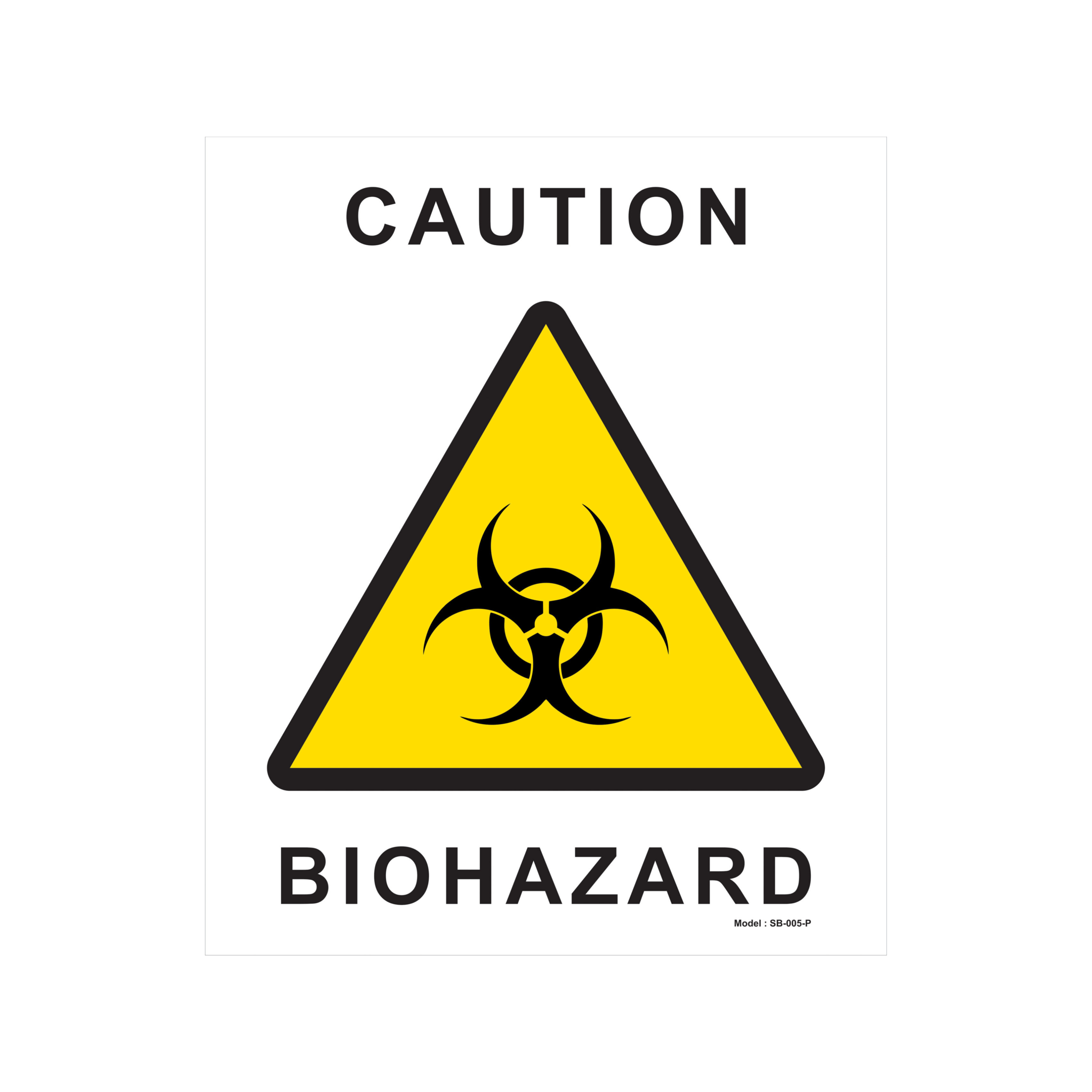 Biohazard Caution Sticker A4 - High-Visibility Safety Labels with Yellow Triangle Symbol | Waterproof, (Pack of 5)