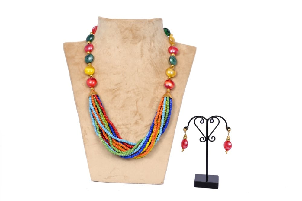 Multi colour Glass Bead Necklace