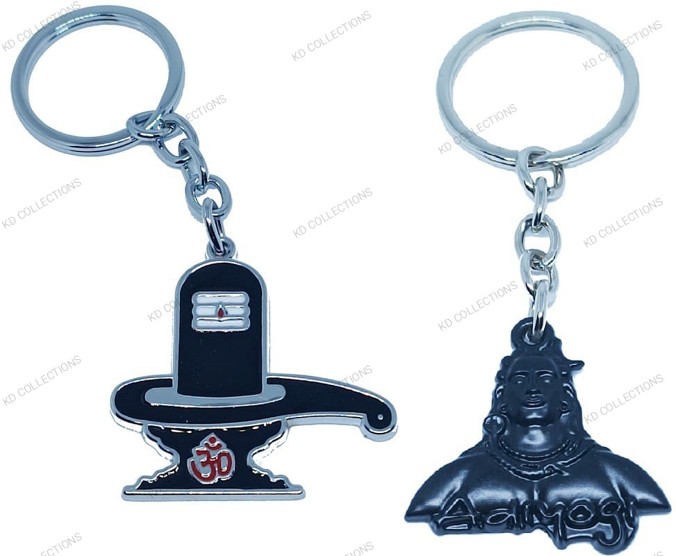 KD COLLECTIONS Adiyogi Keychain & Lord Shiva Shankar Mahadev Om Namah Shivay Shivling Keychain Combo – Black – Pack of 2 Keychains