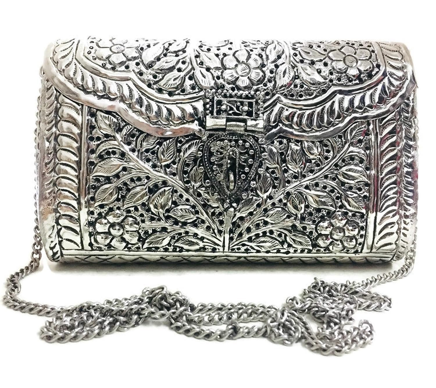 women gift bridal bag Brass Metal Clutch Sling Bag Indian Ethnic Antique clutch