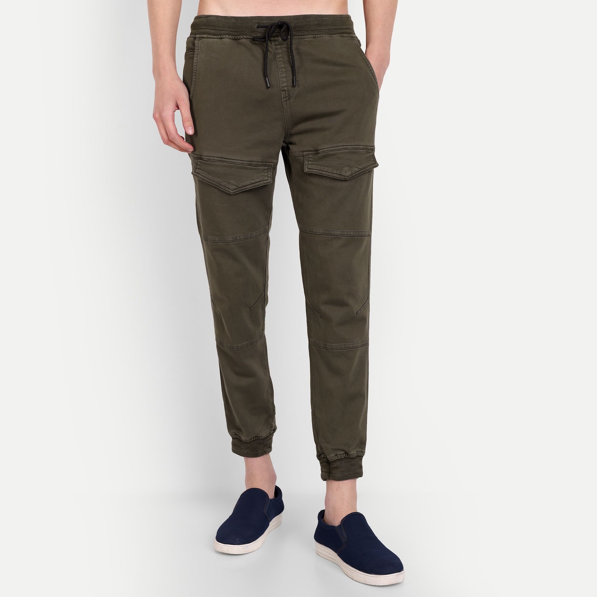 Men Slim Fit Olive Joggers