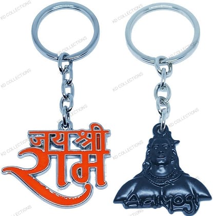 KD COLLECTIONS Lord Shiva Shankar Mahadev Adiyogi Keychain & Jai Shree Ram Keychain Combo – Multicolor – Pack of 2 Keychains