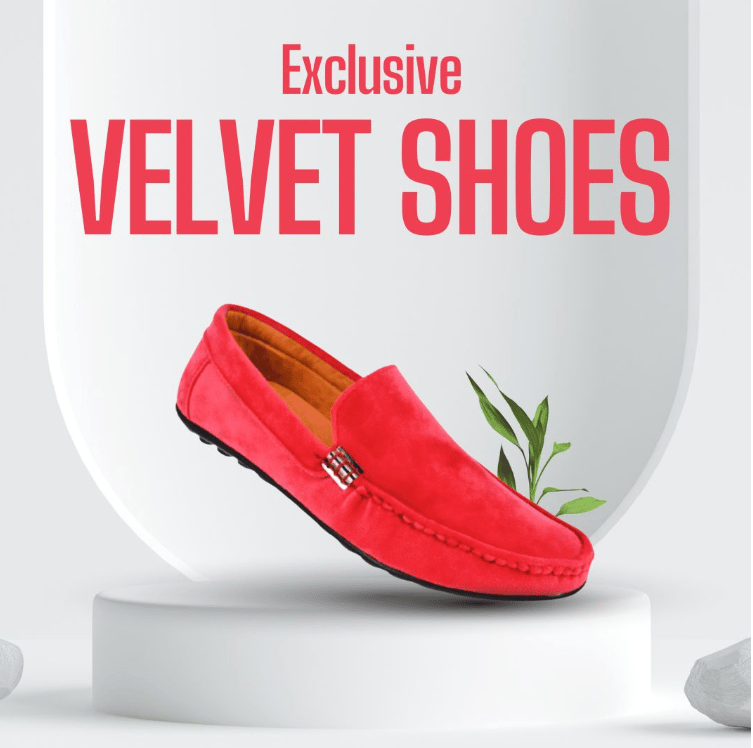 Pink Velvet Loafers for Men