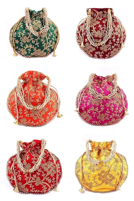 Rajasthani Look Women's Wristlets Ethnic Bridal Potli Combo ( Pack Of 6 )