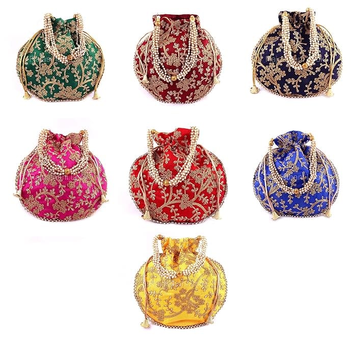 Rajasthani Look Women's Wristlets Ethnic Bridal Potli Combo (Pack of 7 )